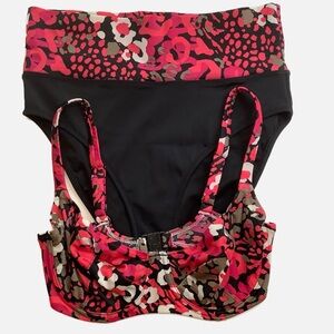 FANTASIE Vibrant Pink Floral/Black Underwire Bikini Set Size S